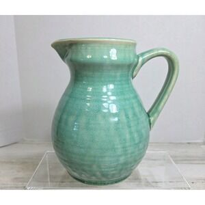JARS France Tourron Jade Green Crackle Glaze Stoneware Ceramic Pitcher Jug 56oz